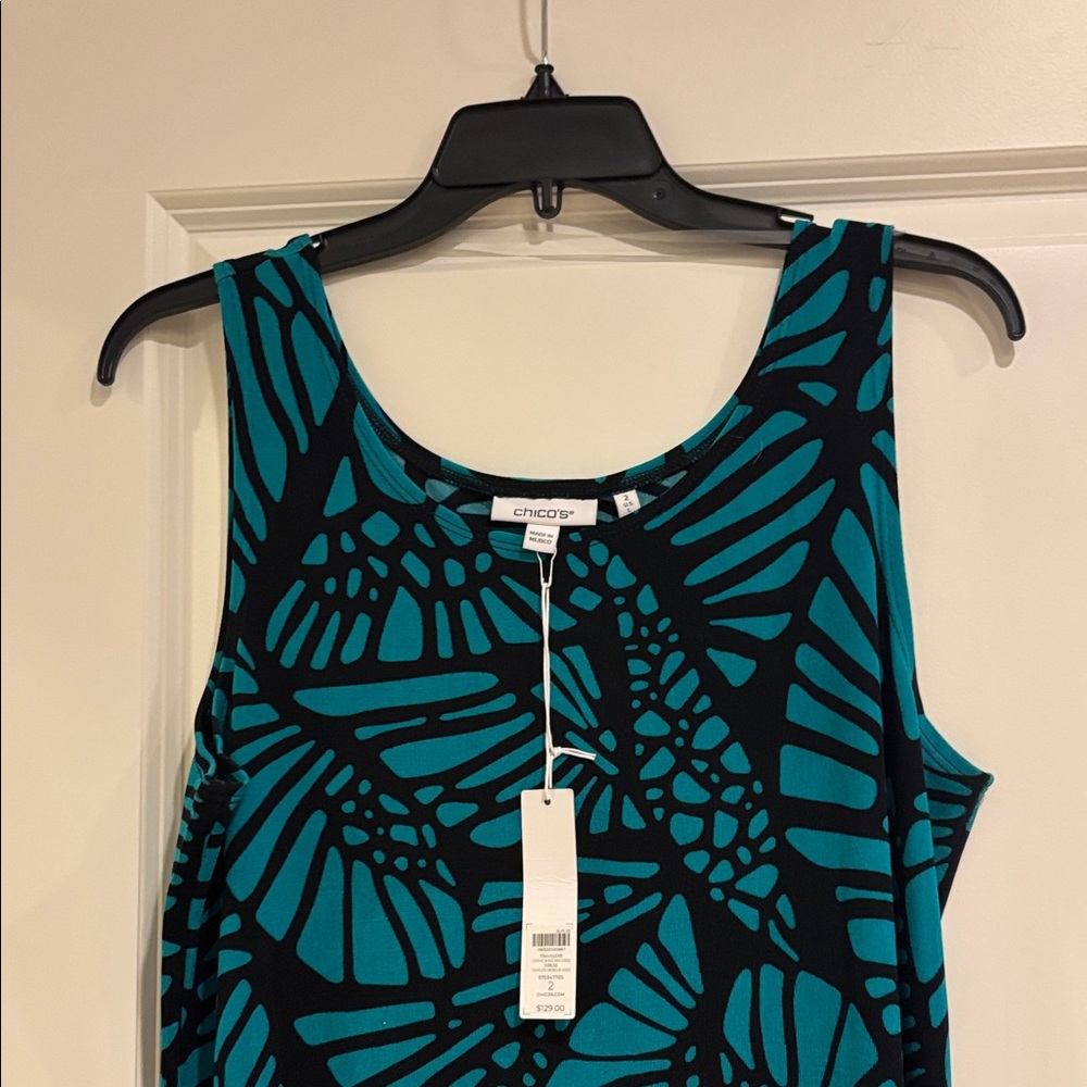 New Chico's Travelers Collection Teal and Black Maxi Dress - Picture 5 of 8